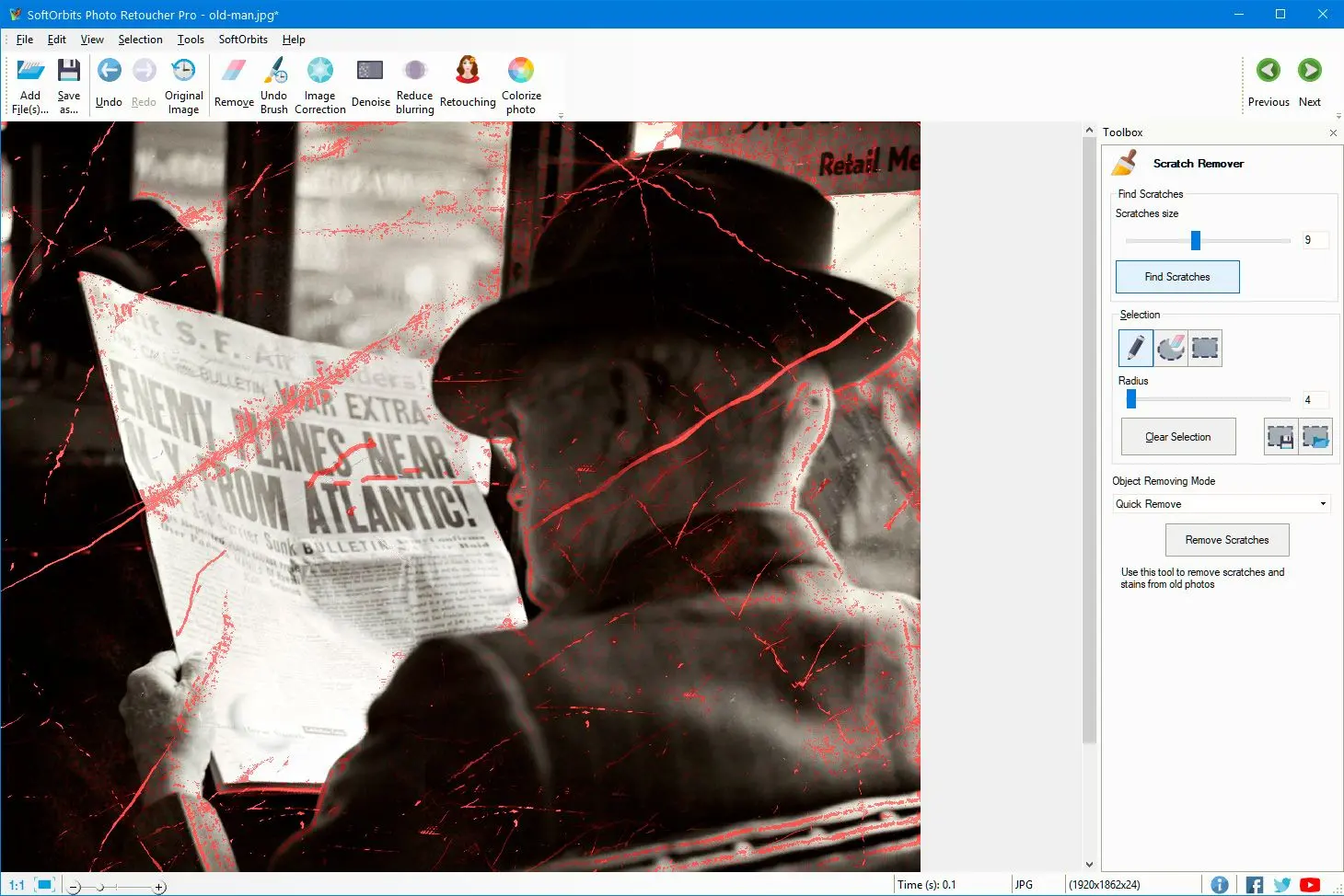 SoftOrbits Photo Retoucher 屏幕截图.