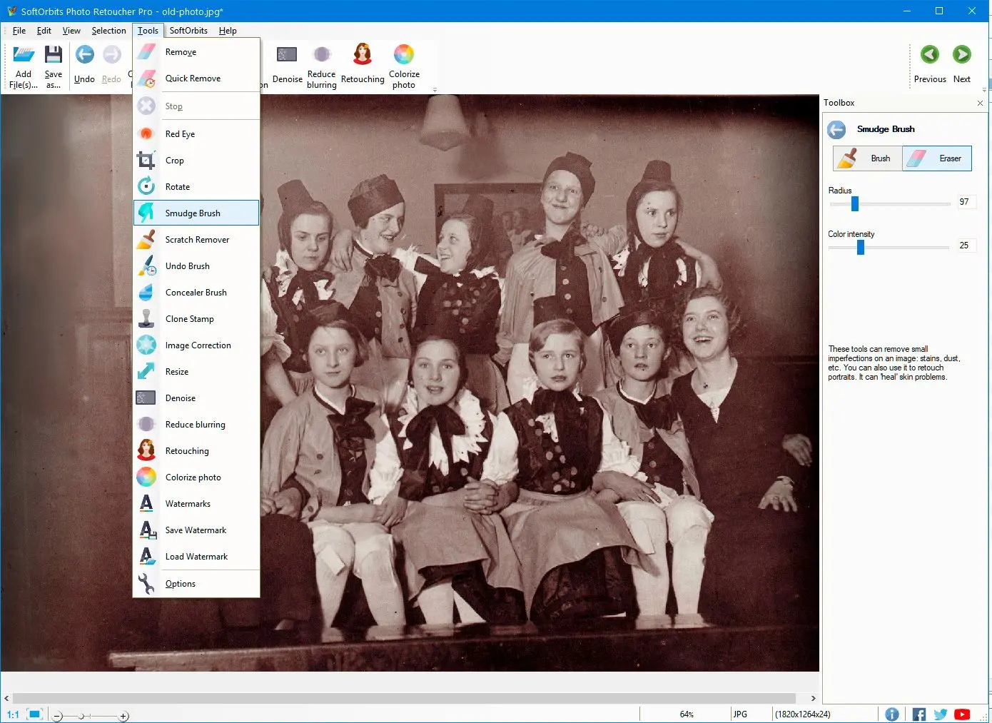 选择涂抹工具..