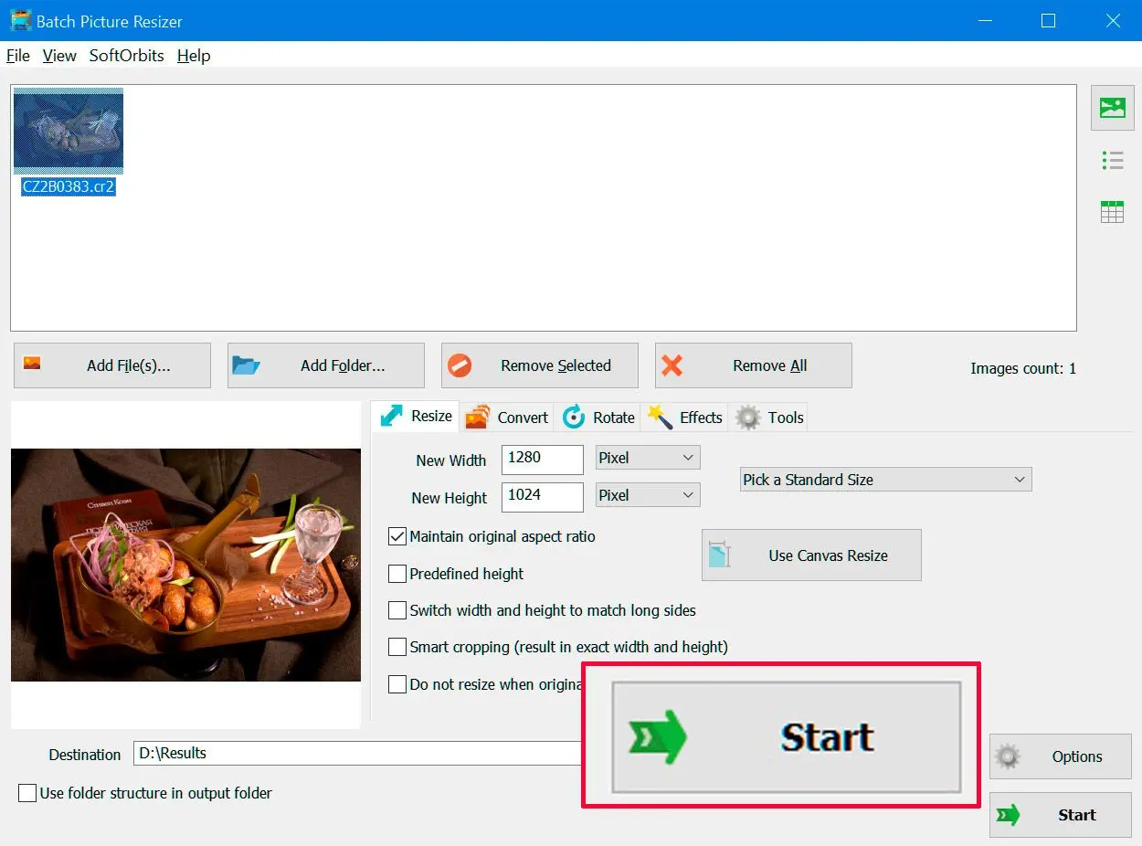 Convert cr2 to jpeg 步骤 5. 按开始按钮..