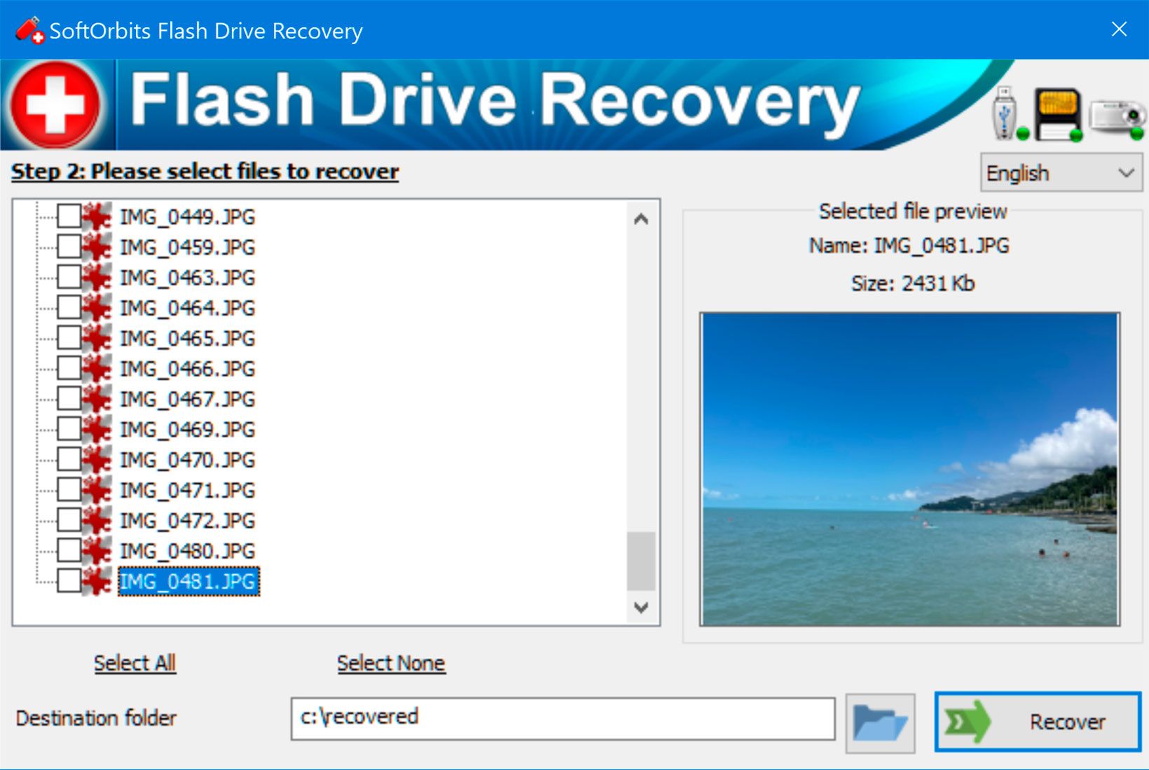 SoftOrbits Flash Drive Recovery 屏幕截图.