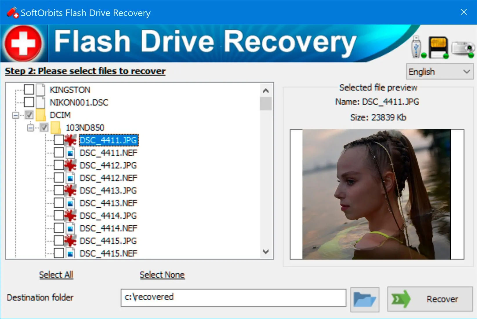 SoftOrbits Flash Drive Recovery 屏幕截图.