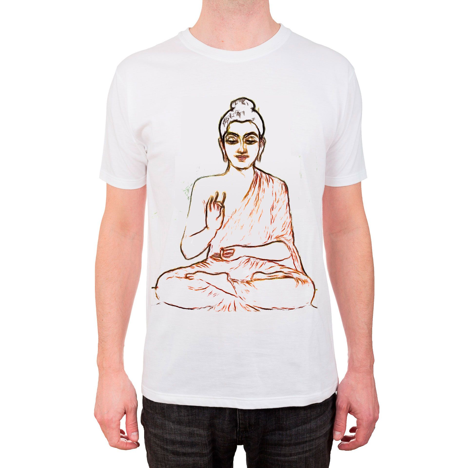 带有佛陀线条艺术素描的T恤..
