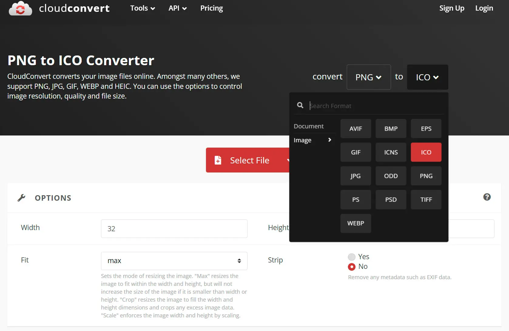 CloudConvert：png转icon..