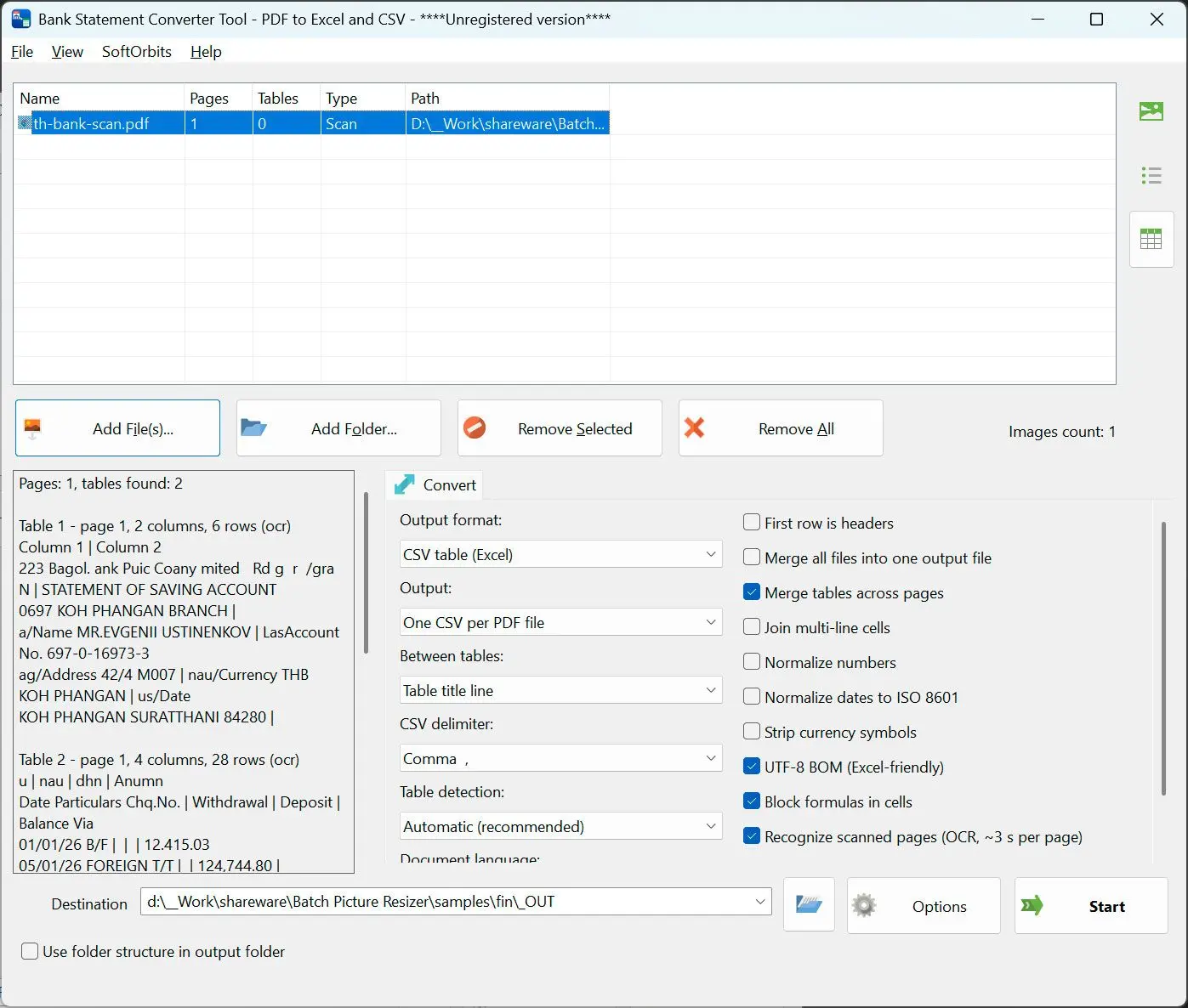 PDF to CSV Converter 屏幕截图.