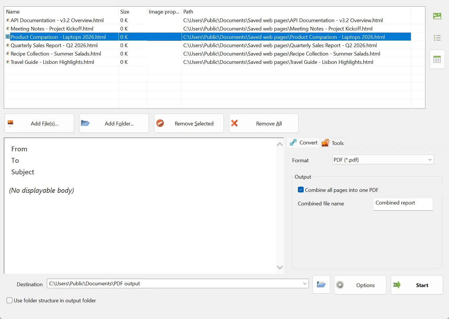 Batch HTML to PDF Converter 屏幕截图.