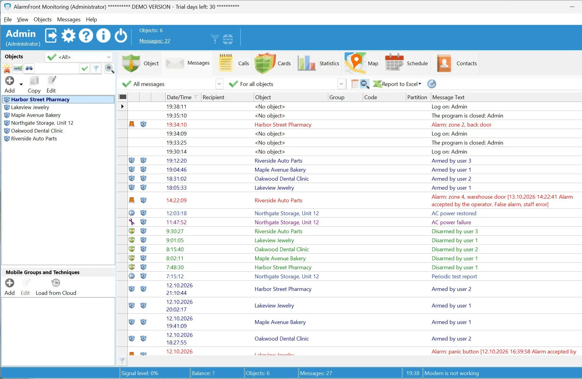 Alarm Front Monitoring 屏幕截图.