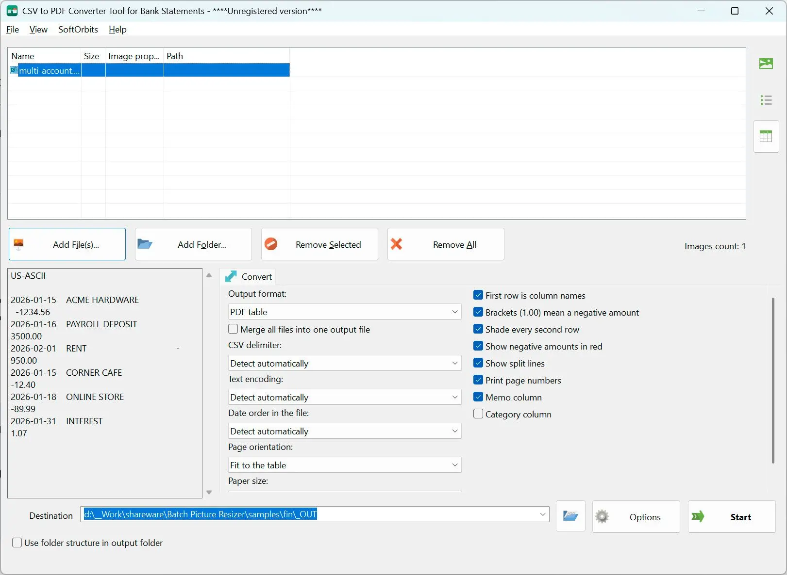 CSV to PDF Converter 屏幕截图.
