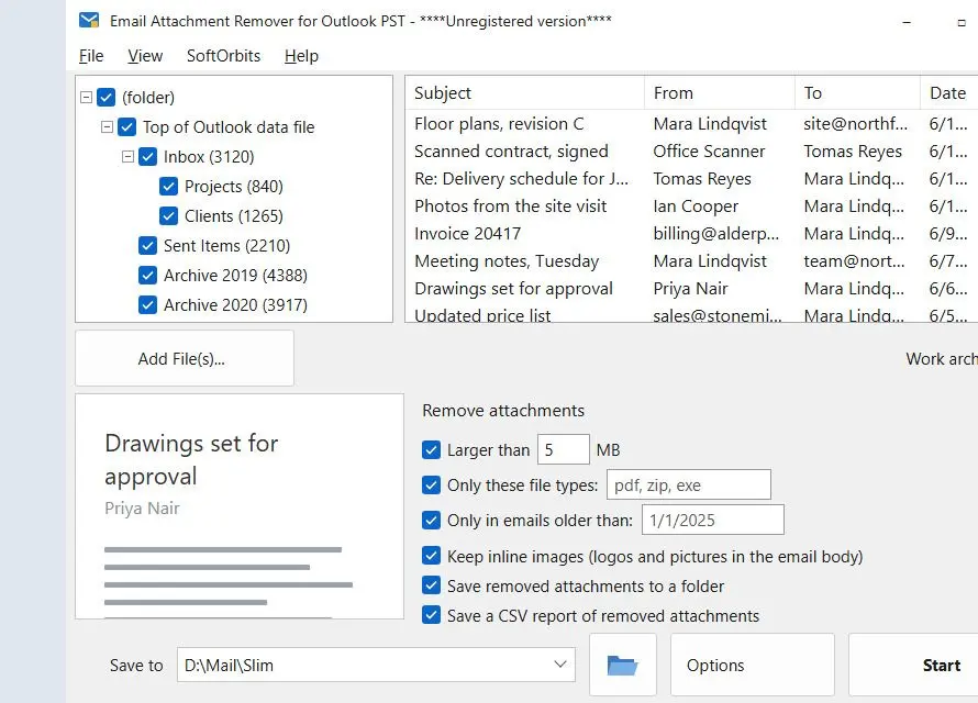 Email Attachment Remover for Outlook PST 截图.