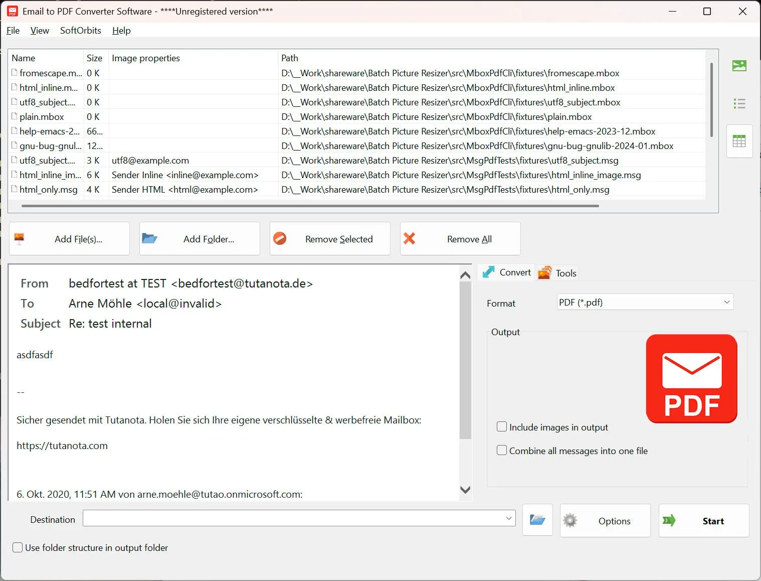 Email to PDF Converter Software 屏幕截图.