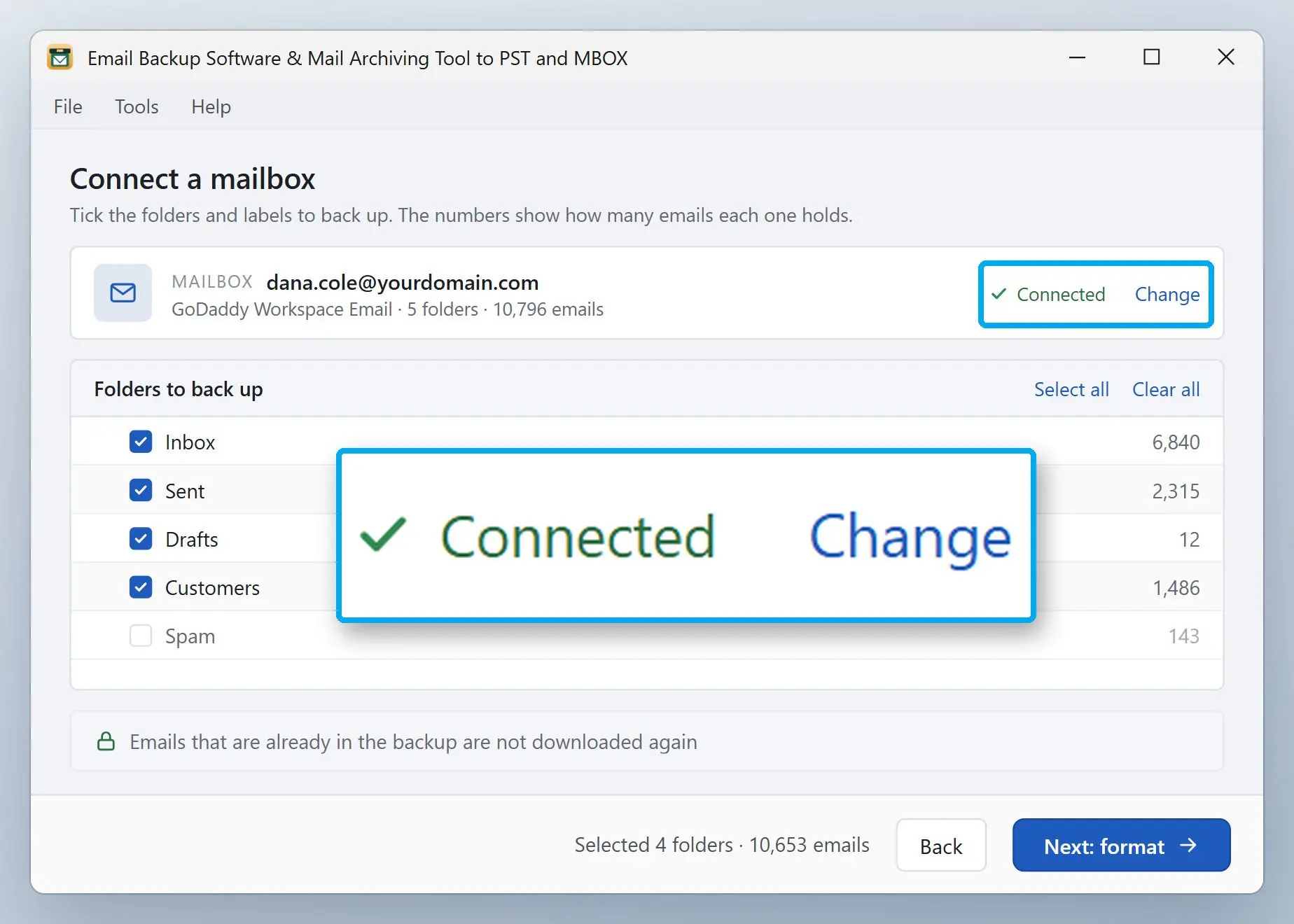 Email Backup Software & Mail Archiving Tool to PST and MBOX 截图.