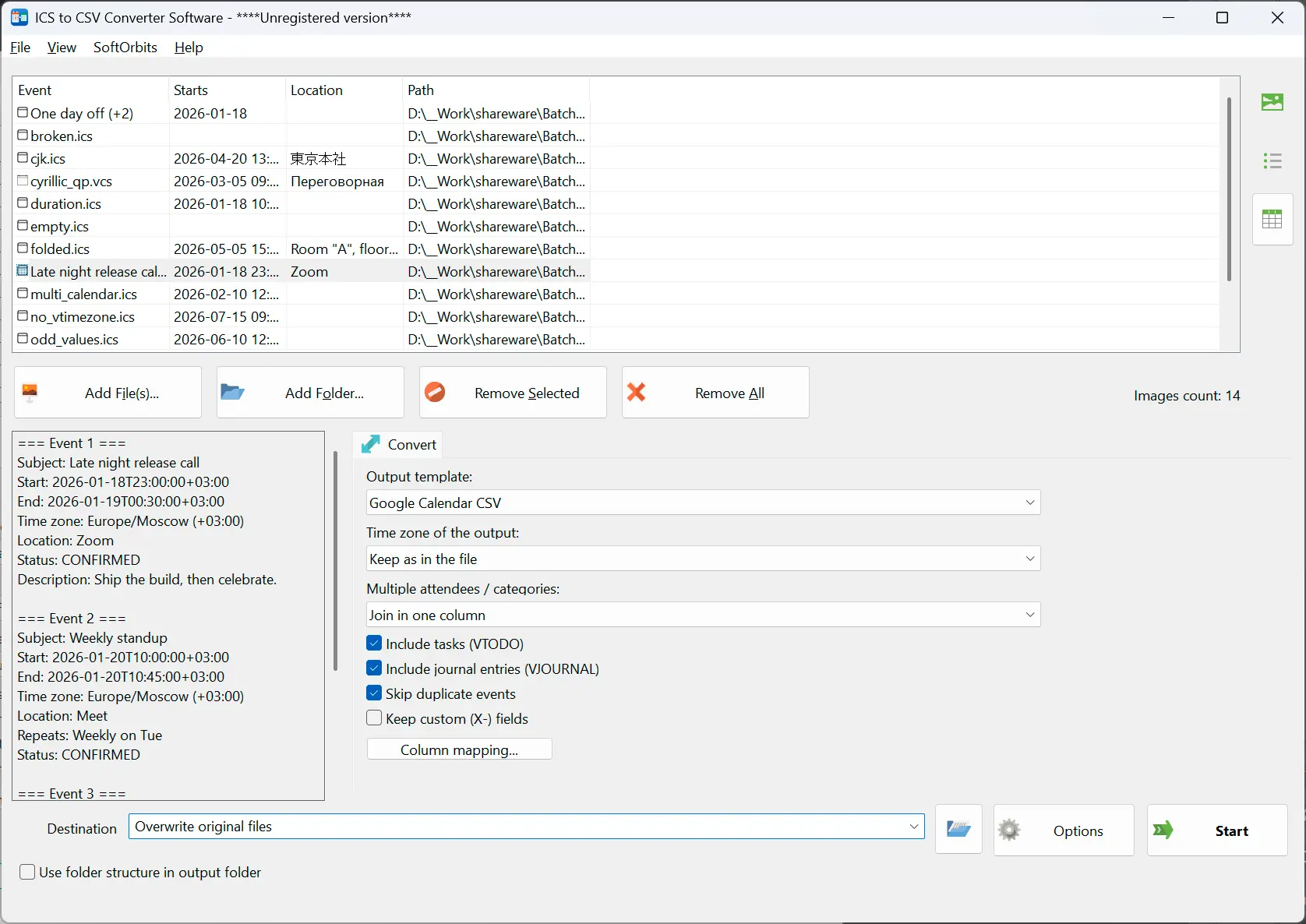 ICS to CSV Converter 屏幕截图.