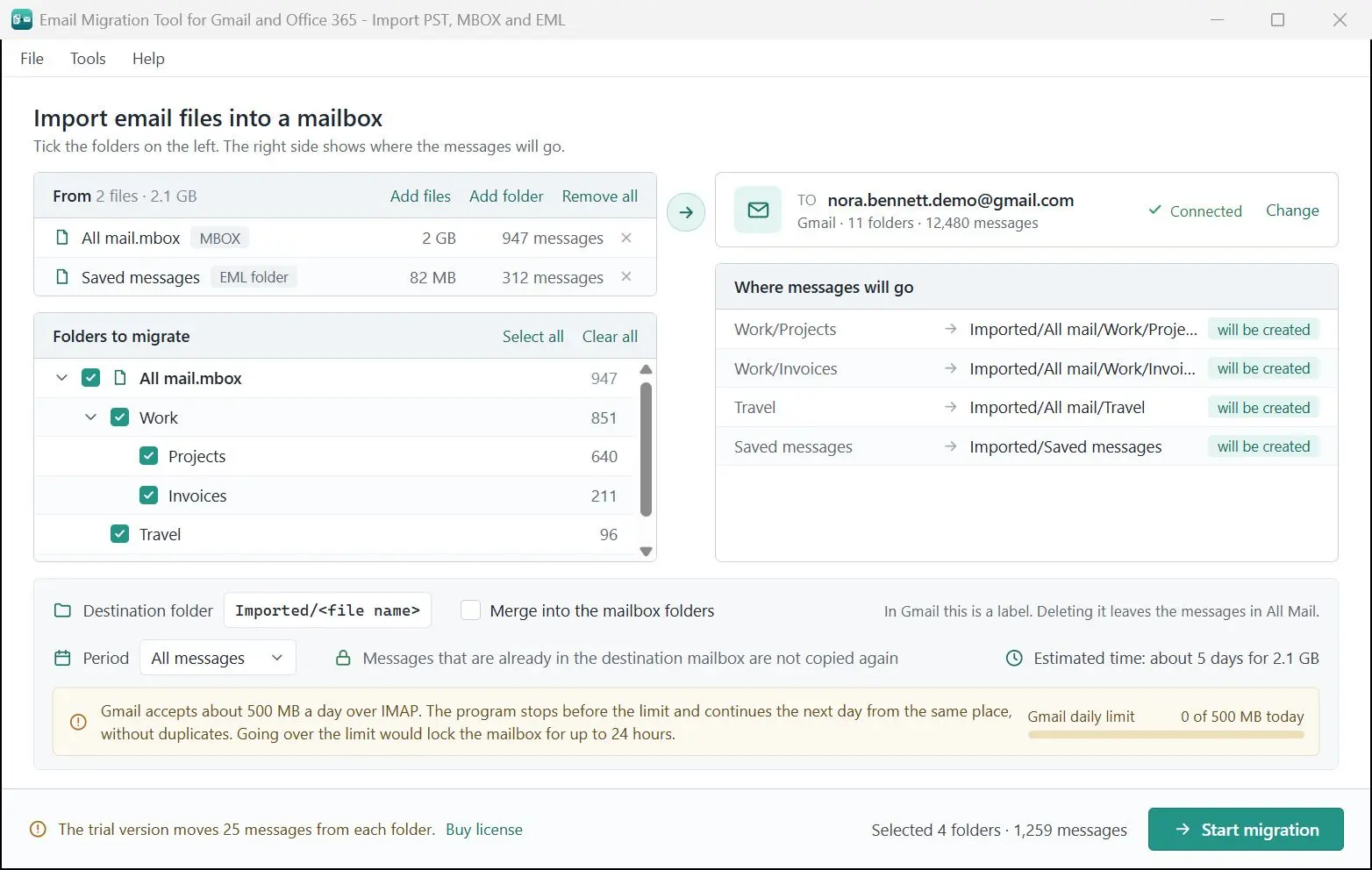 Email Migration Tool for Gmail and Office 365 - Import PST, MBOX and EML 屏幕截图.