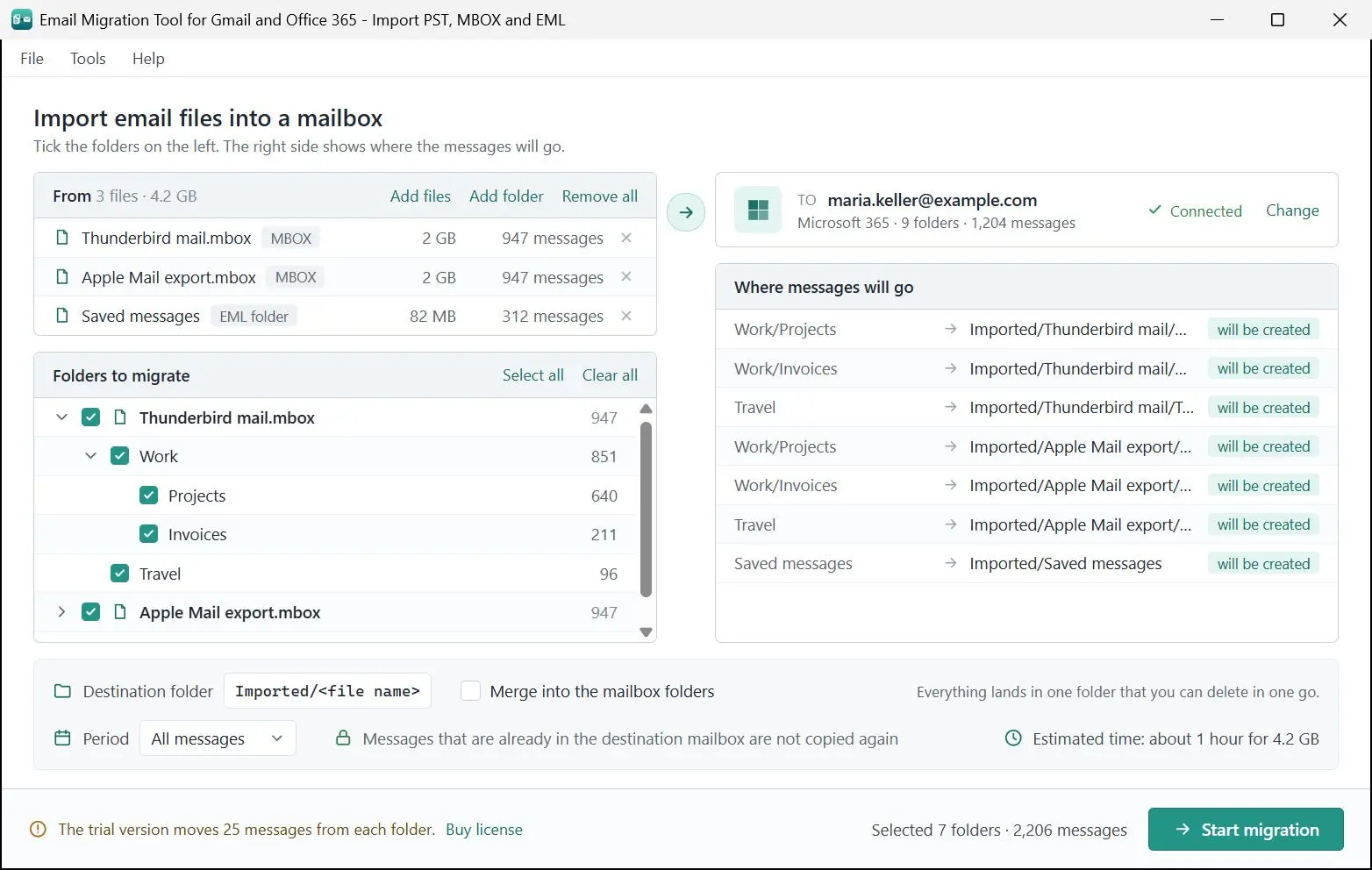 Email Migration Tool for Gmail and Office 365 - Import PST, MBOX and EML 屏幕截图.
