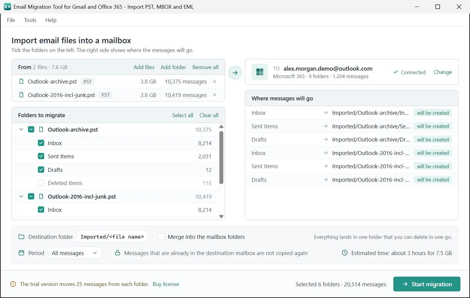 Email Migration Tool for Gmail and Office 365 - Import PST, MBOX and EML 屏幕截图.