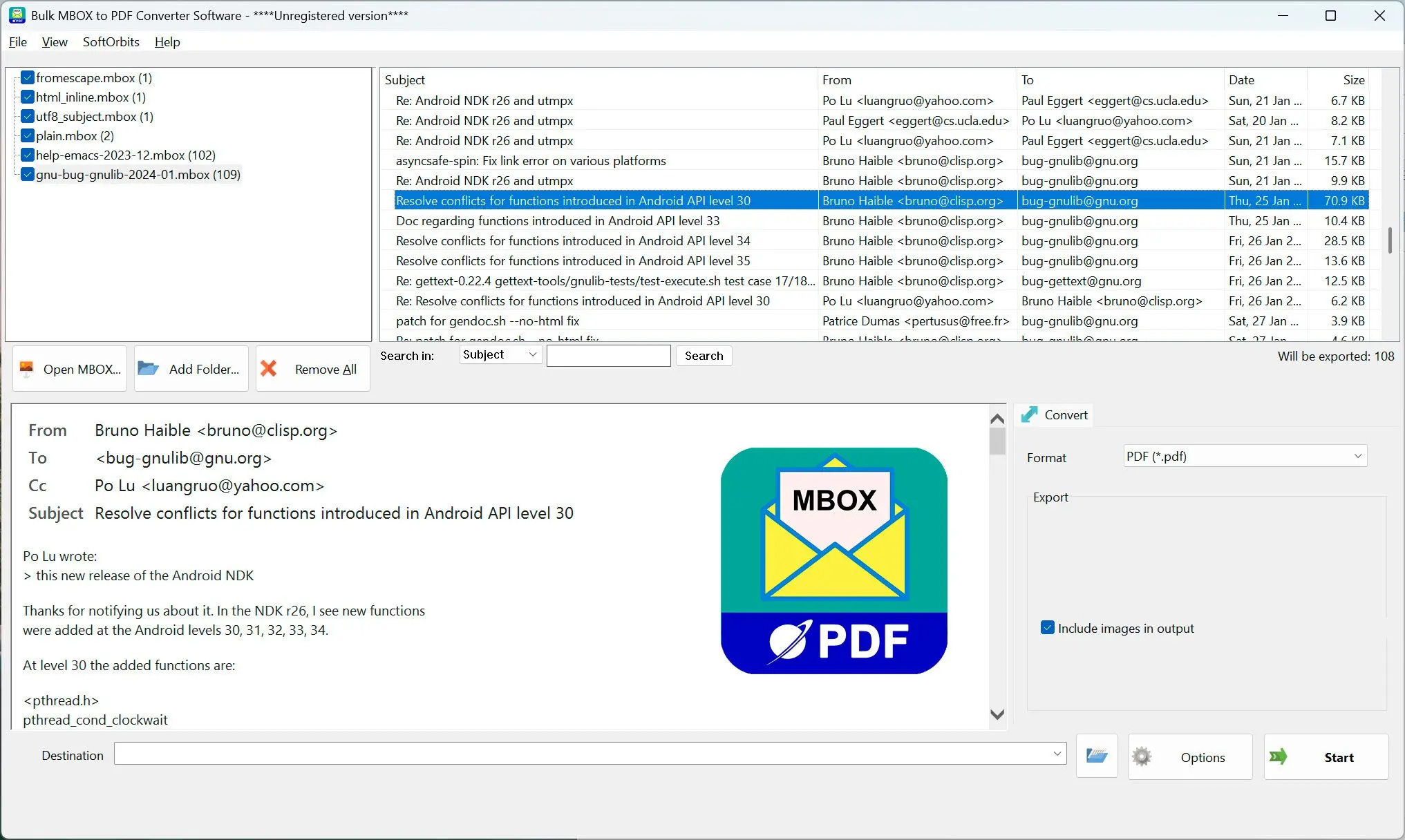 MBOX to PDF Converter Software 屏幕截图.