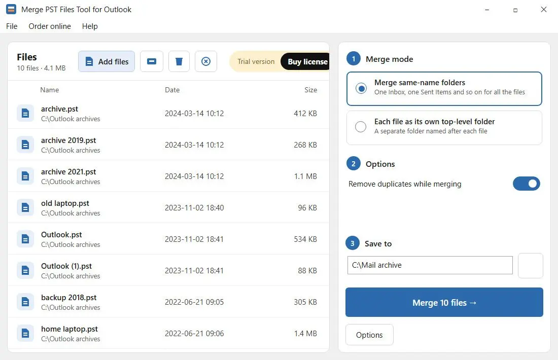 Merge PST Files Tool for Outlook 截图.