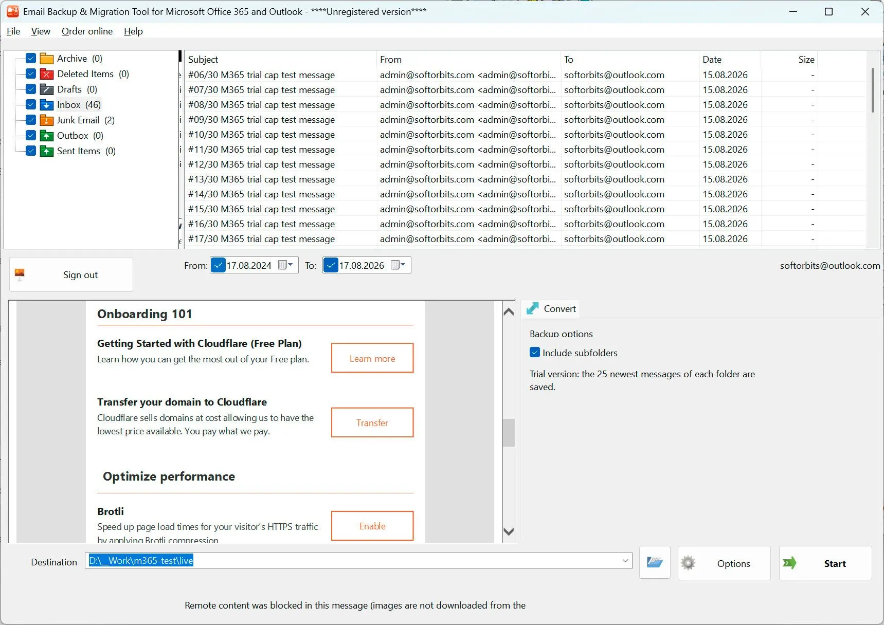 Email Backup & Migration Tool for Microsoft Office 365 and Outlook 屏幕截图.