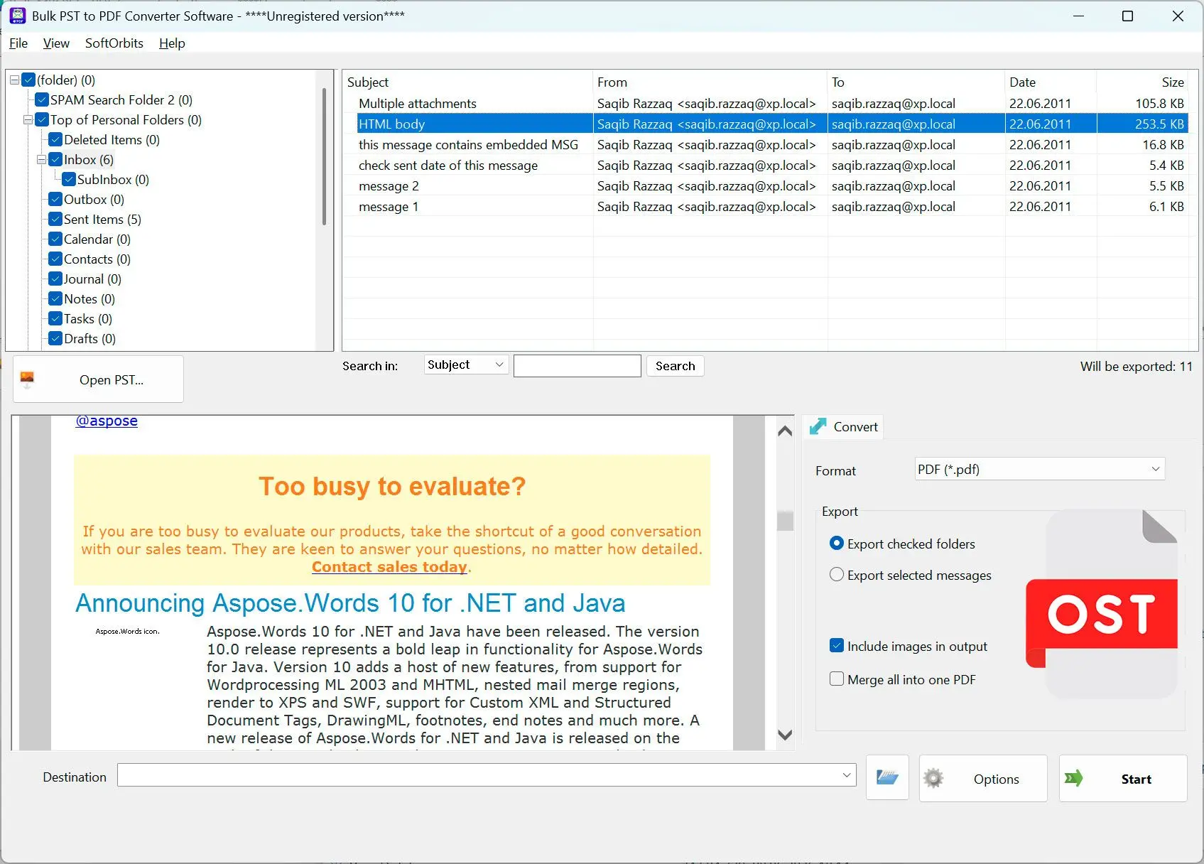 PST to PDF Converter Software 屏幕截图.