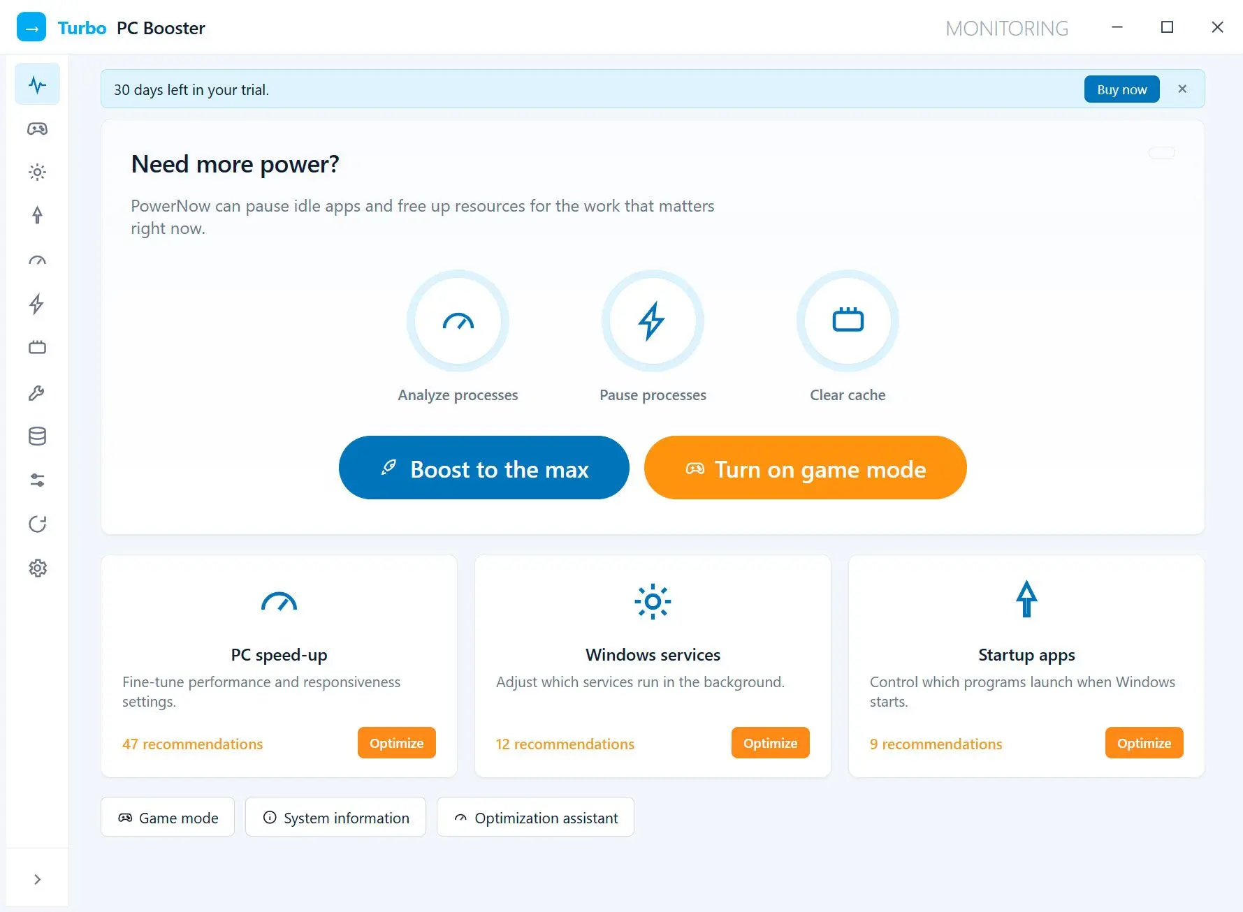 Turbo PC Optimizer 屏幕截图.