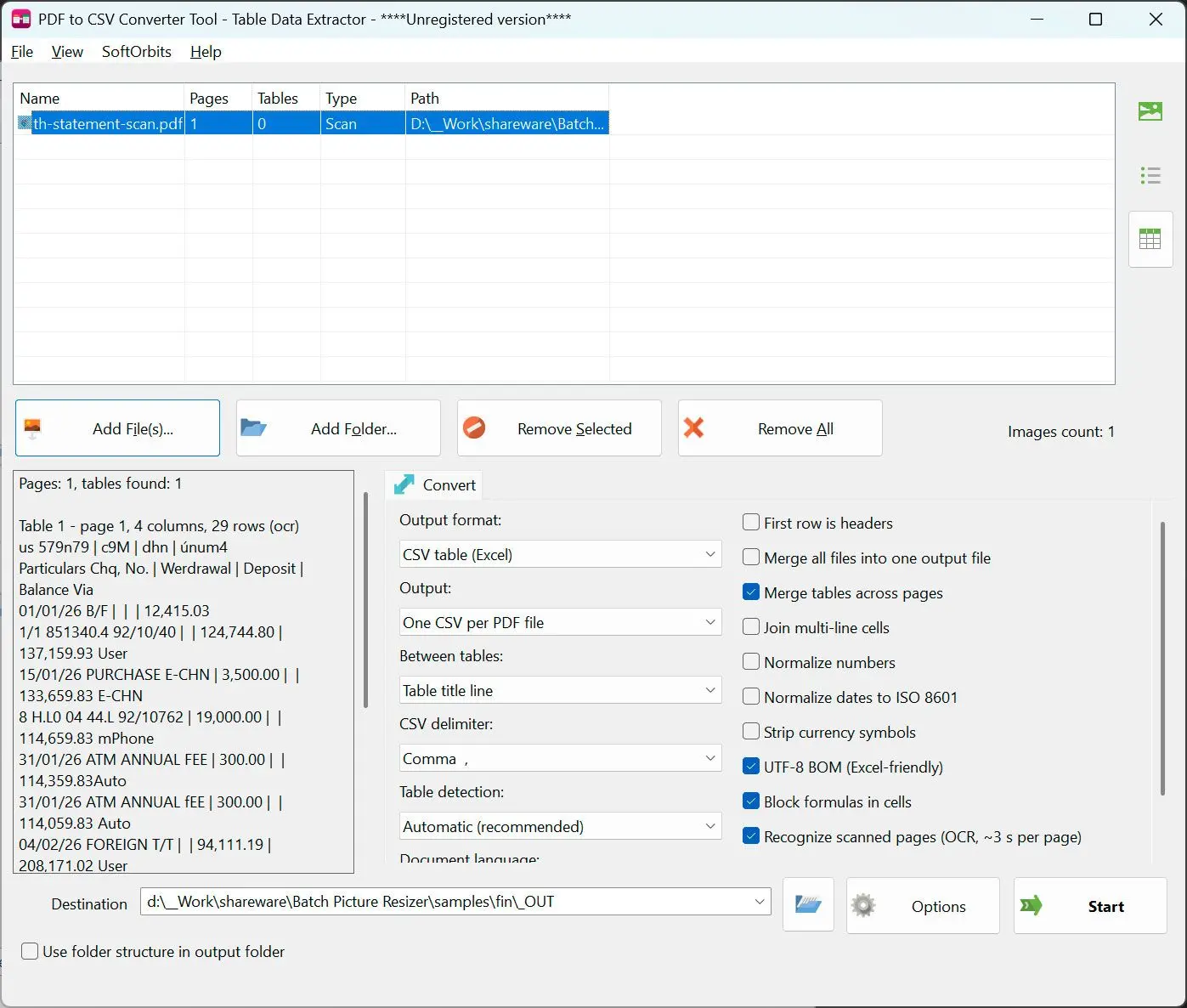 PDF to CSV Converter 屏幕截图.