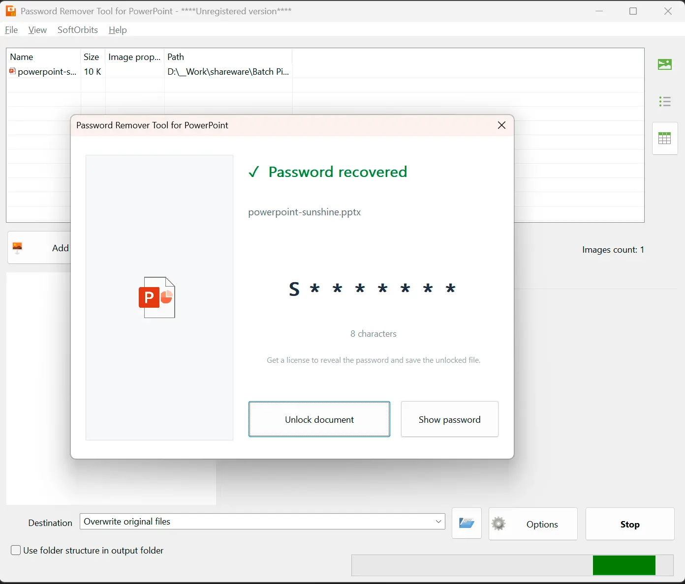 Password Remover Tool for PowerPoint 屏幕截图.