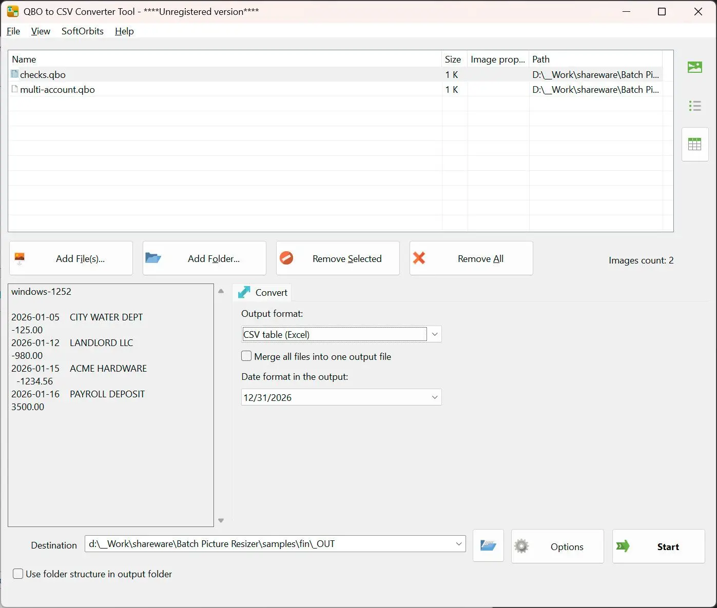 QBO to PDF Converter 屏幕截图.