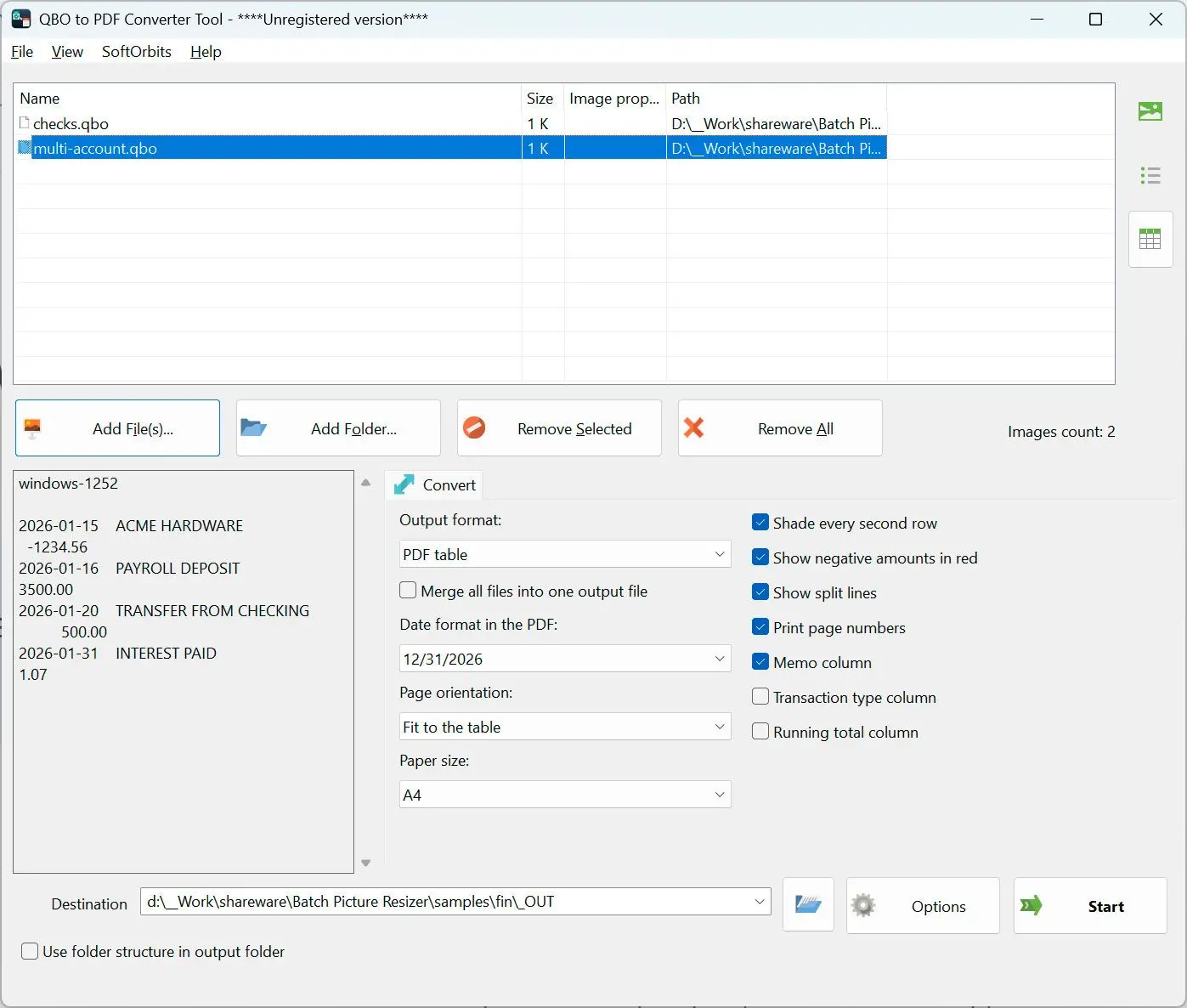 QBO to PDF Converter 屏幕截图.