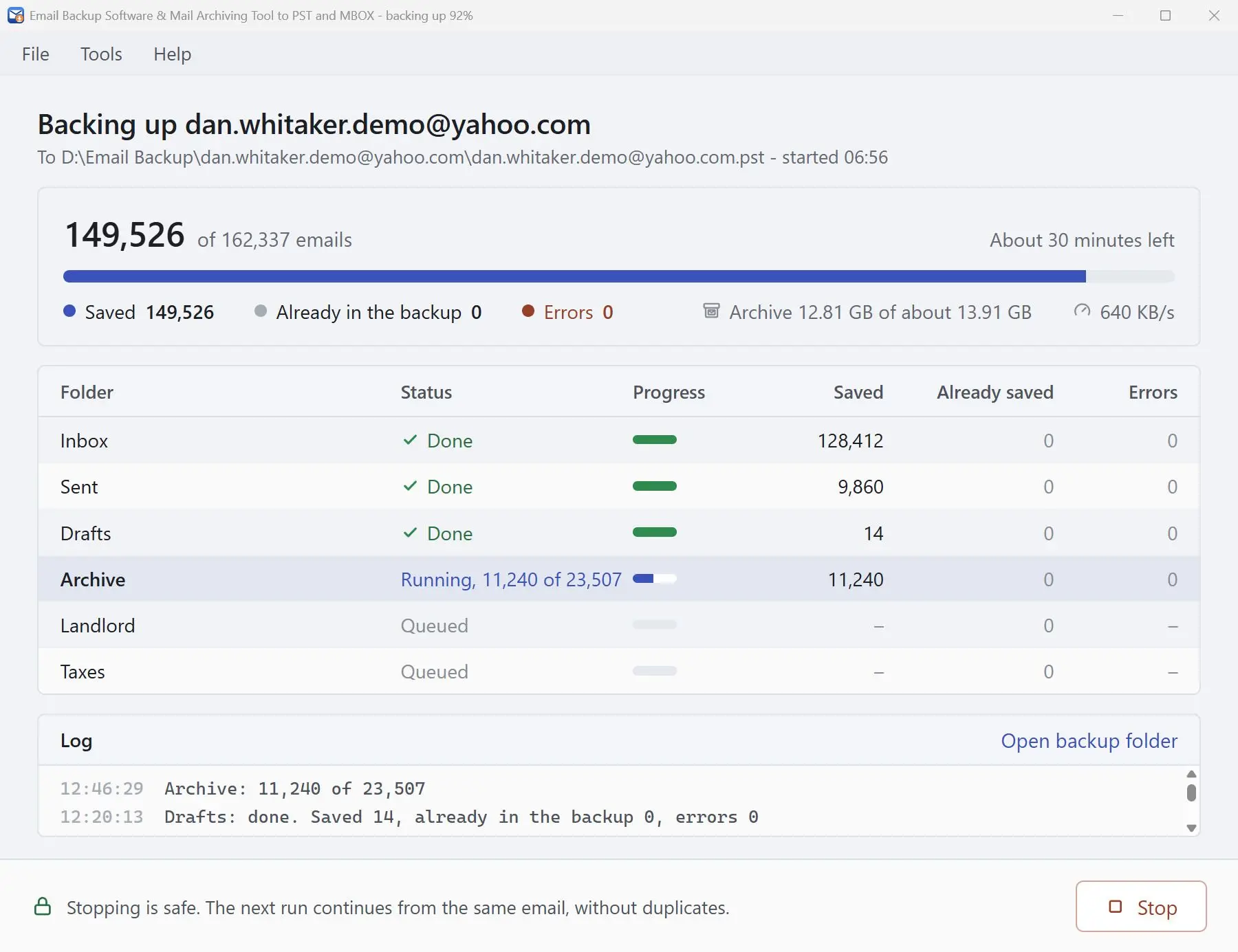 Email Backup Software & Mail Archiving Tool to PST and MBOX 屏幕截图.