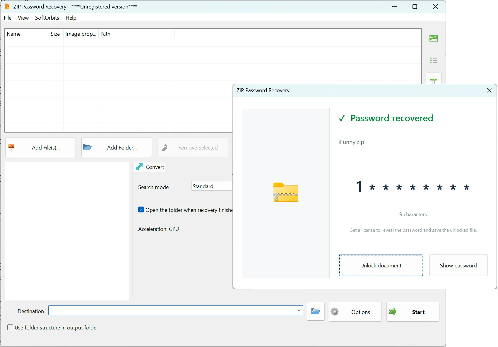 ZIP Password Recovery 屏幕截图.