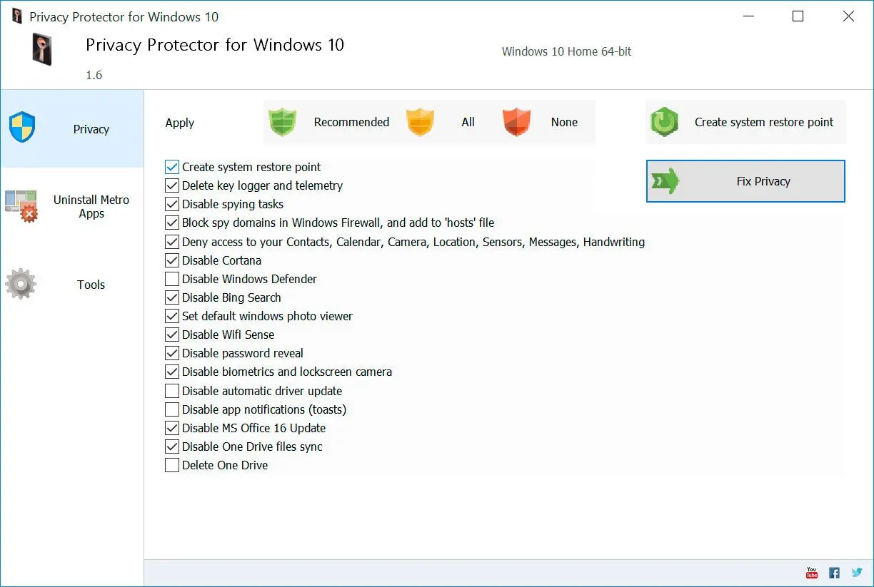 Privacy Protector for Windows 11 屏幕截图.